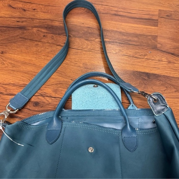 Longchamp Le Pliage Neo Teal Blue Large Tote with Strap - Picture 9 of 16
